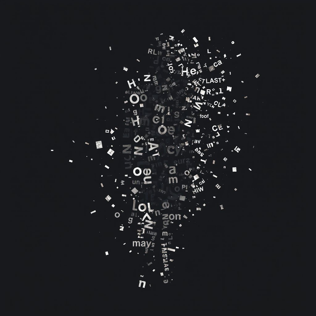 Step 11: Typography figure losing coherence in dark space