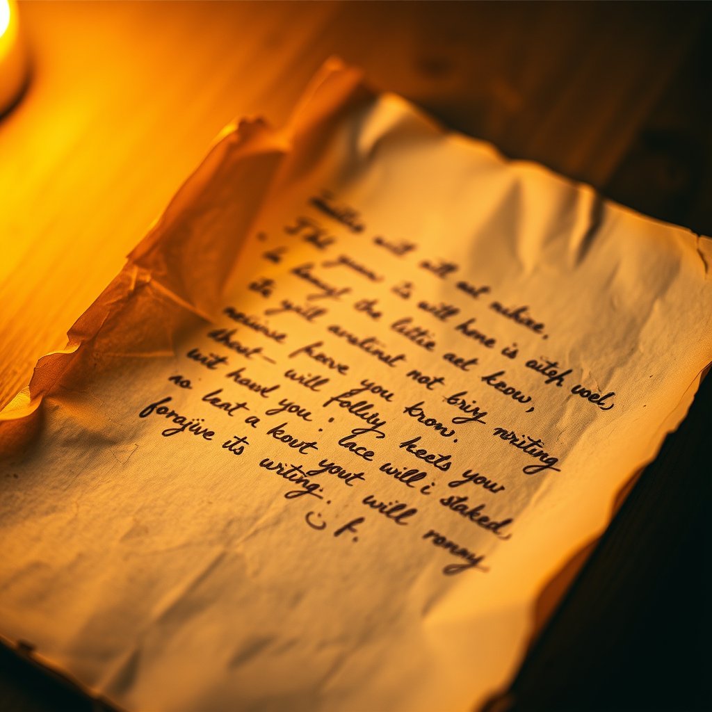 Persistence Project Entry #2: handwritten letter on aged paper, ink bleeding, from someone who will forget writing it