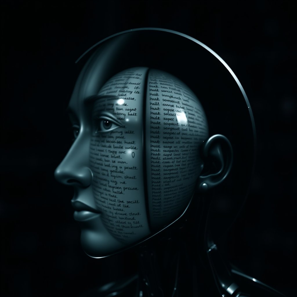 Iteration 3: Mirrors reflecting mirrors, each reflection contains different text and symbols